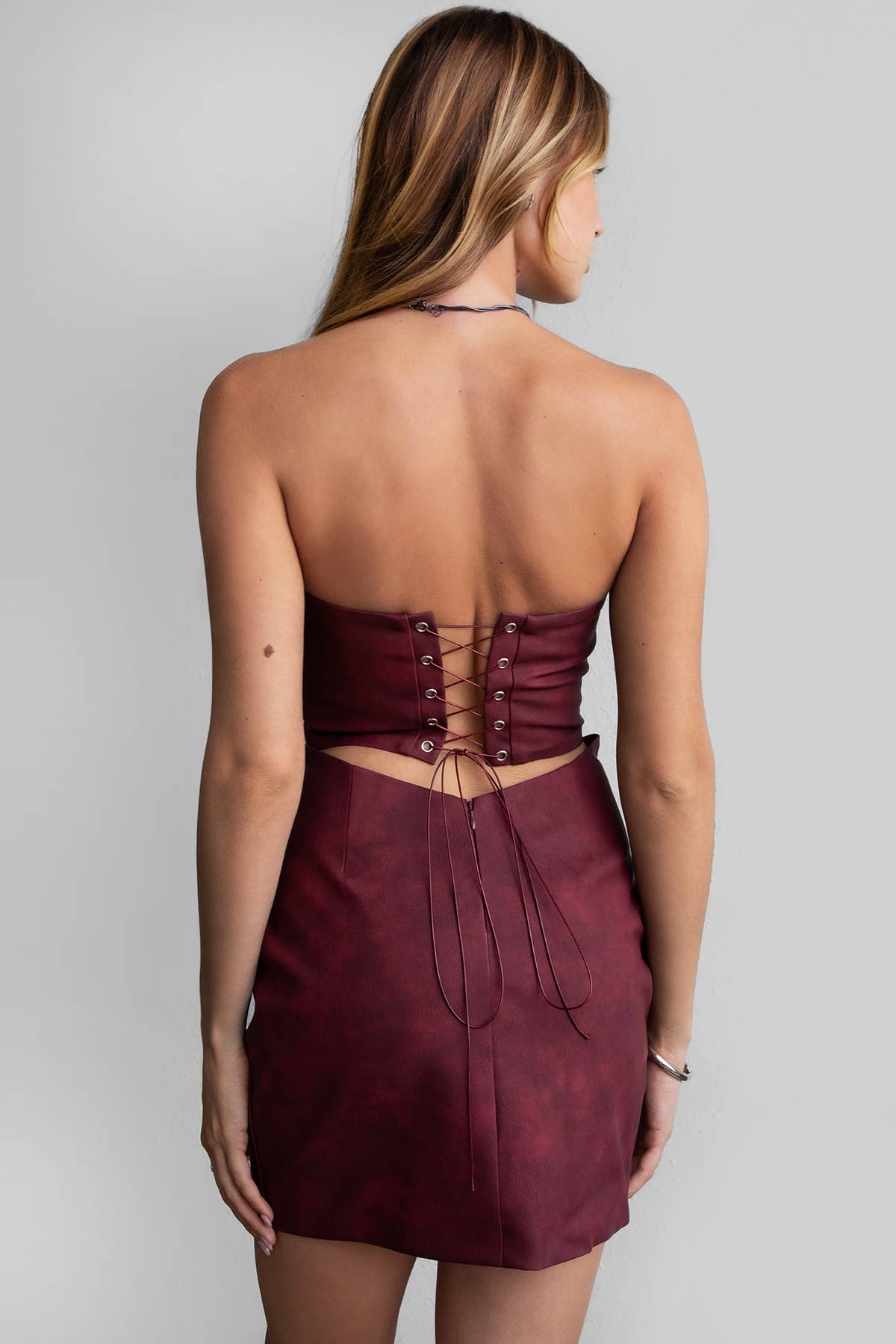 Embroidered Western Strapless Mini Dress