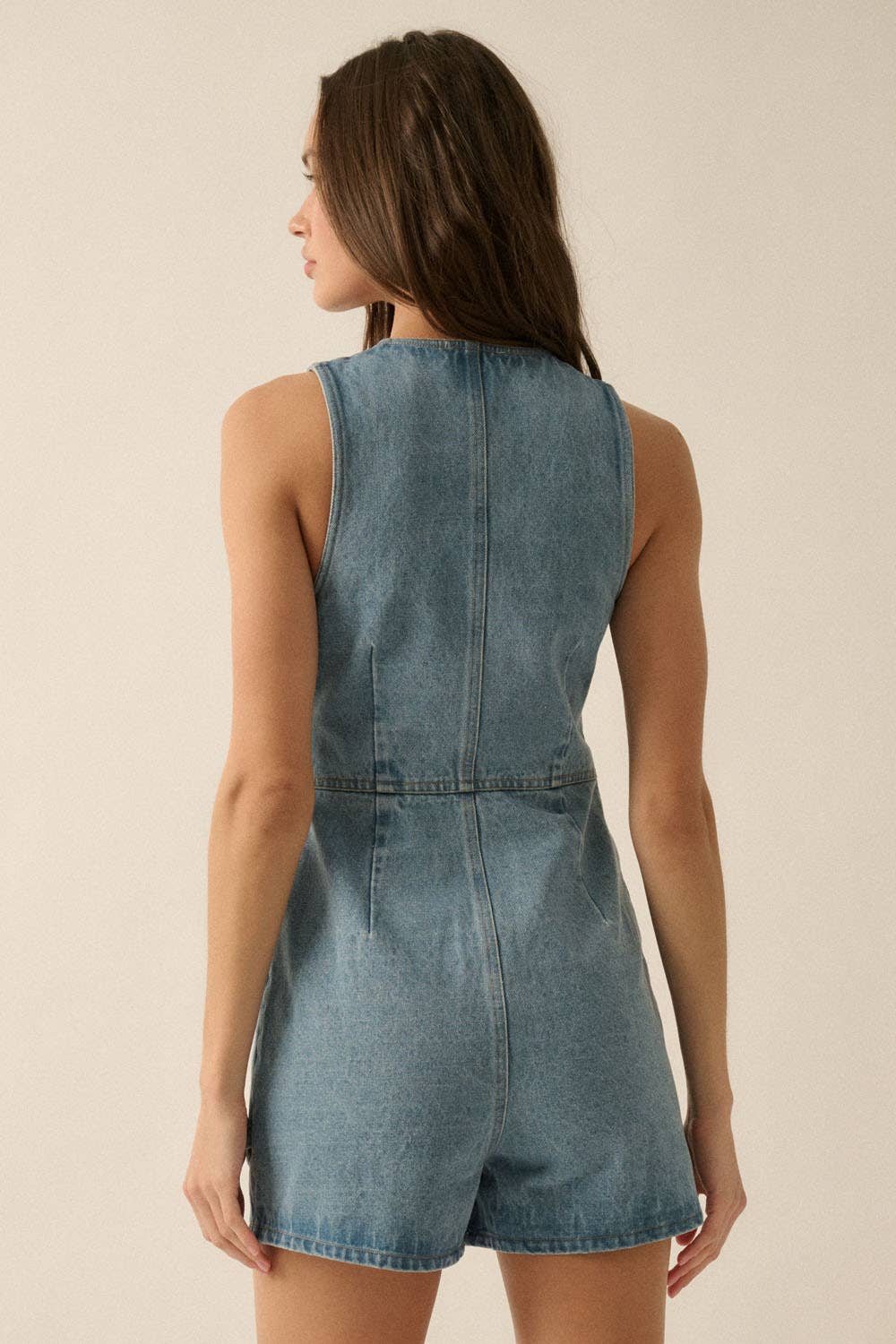 Denim Vest Sleeveless Romper