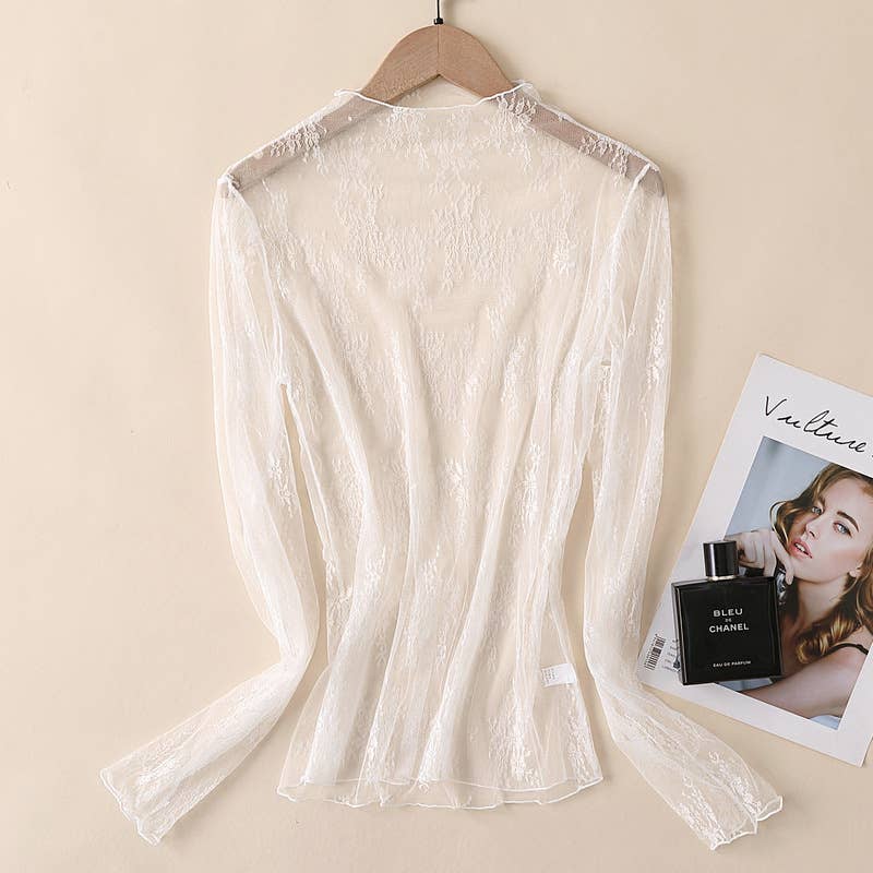 Lace Mesh Top- White