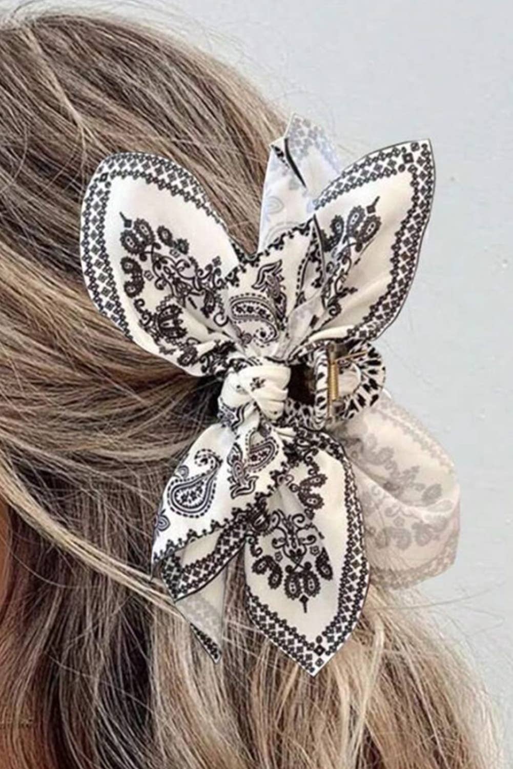 Paisley Floral Print Cute Bow Knot Hair Clip