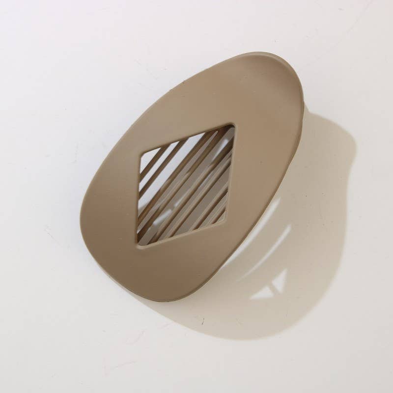 Jumbo Lay Flat Oval Hair Claw Clips-TAN