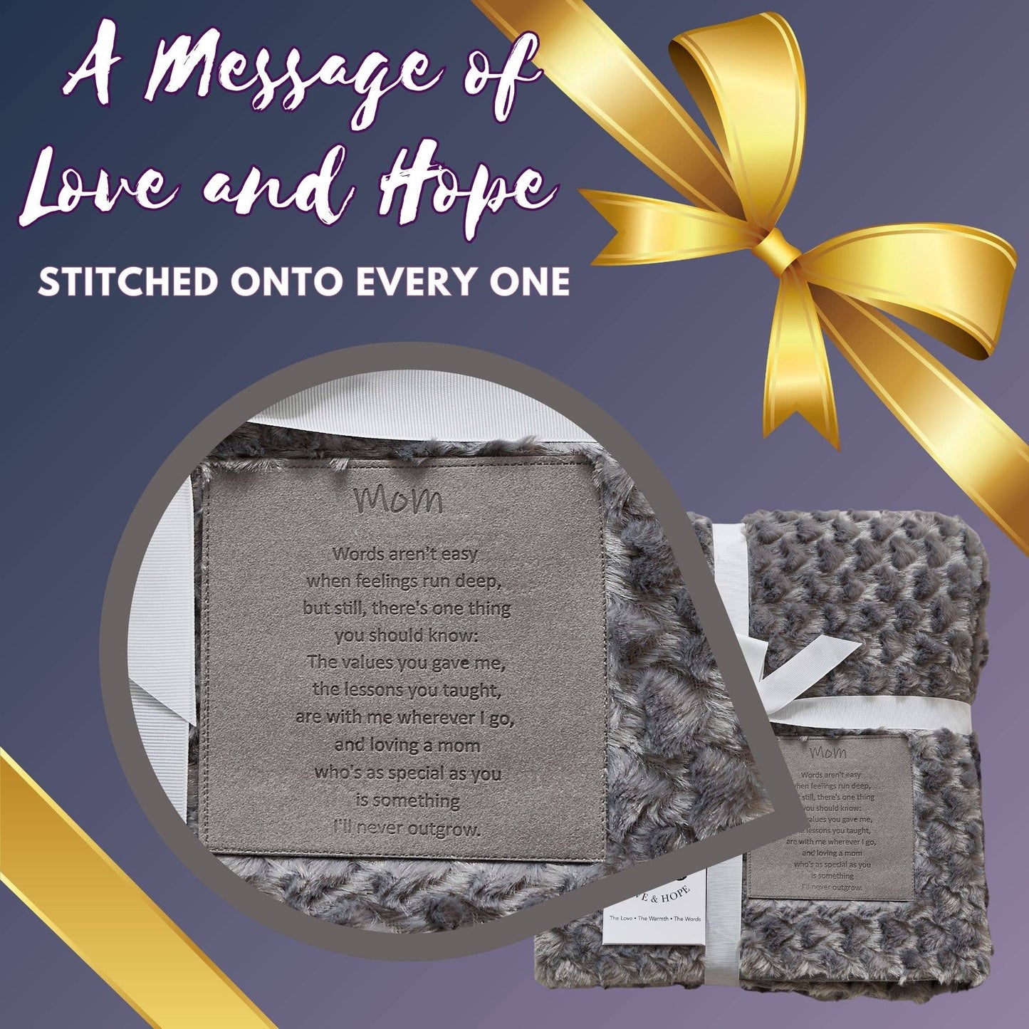 "A Mother's Love" 1-Ply Faux Fur Patch Throw 50"x60"