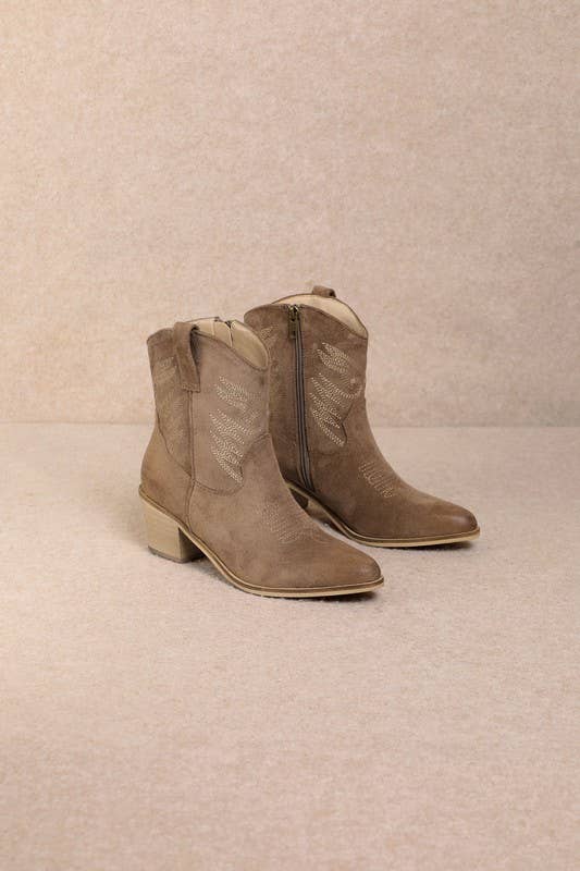 Low Western Bootie-Taupe