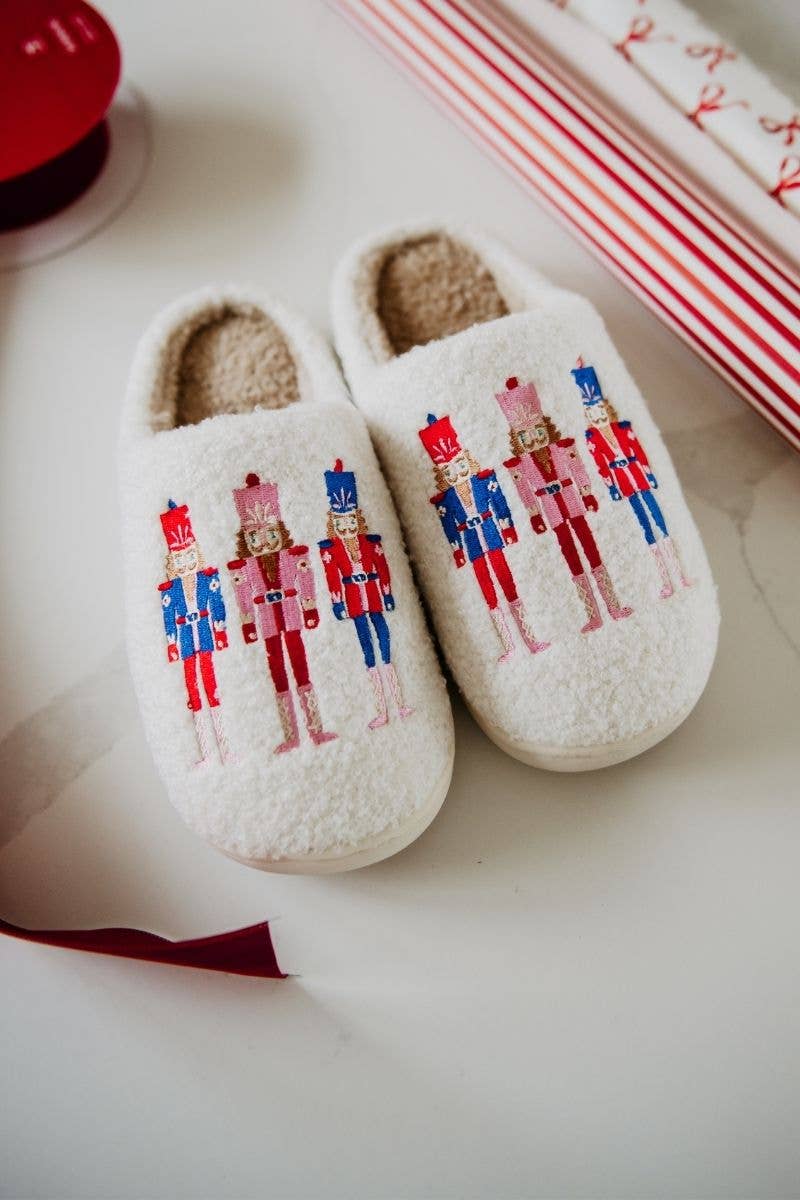 Nutcrackers Christmas Holiday Sherpa Slippers
