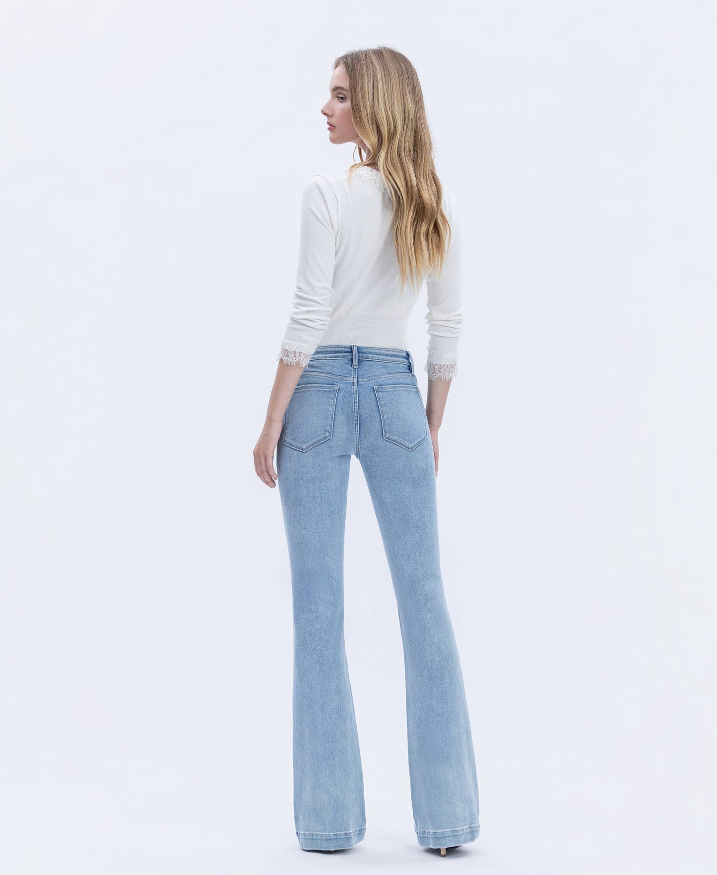 Mid Rise Trouser Hem Bootcut Jeans