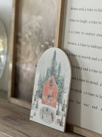 Large Winter Barn Scene, Arch