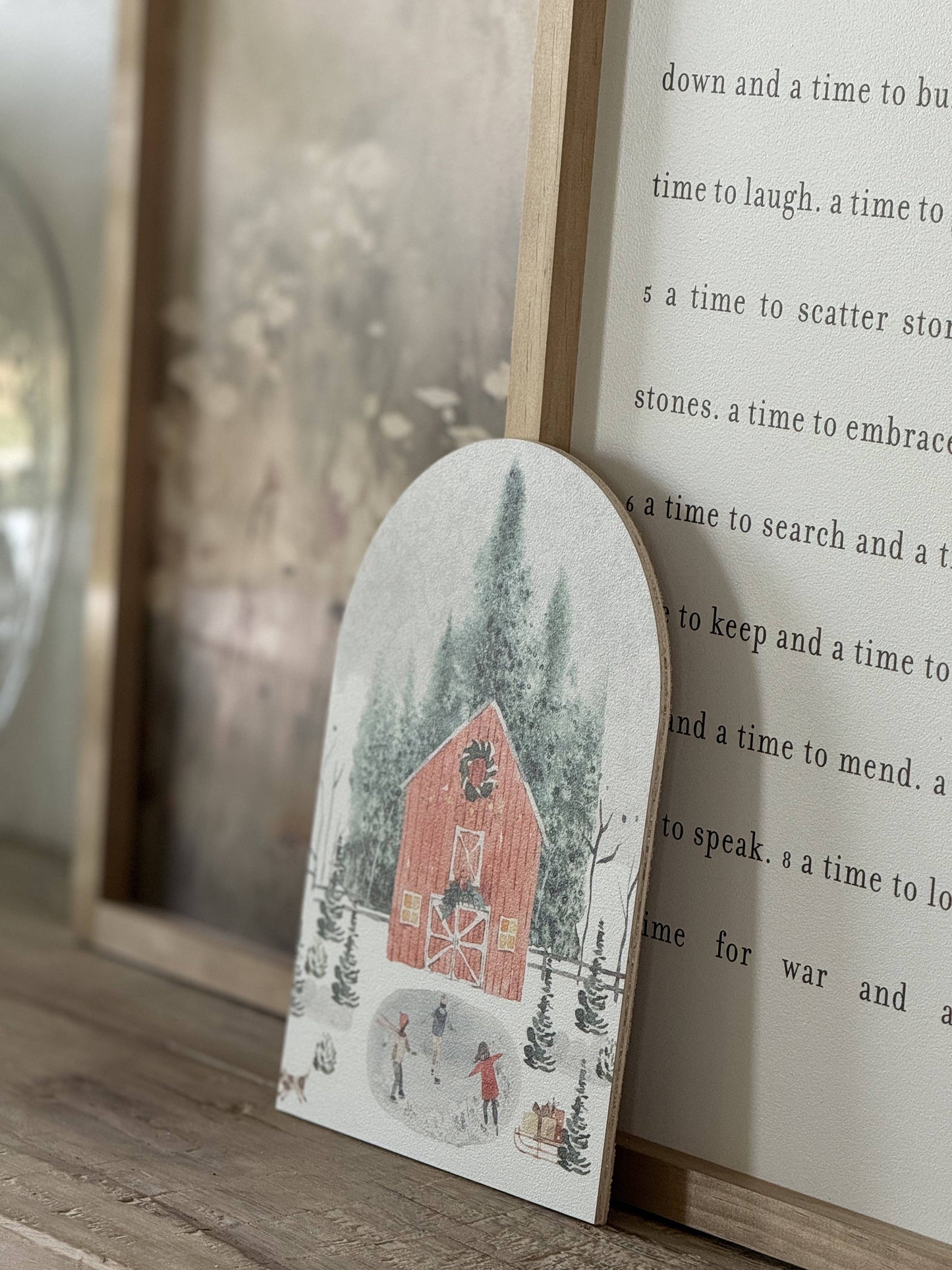 Large Winter Barn Scene, Arch