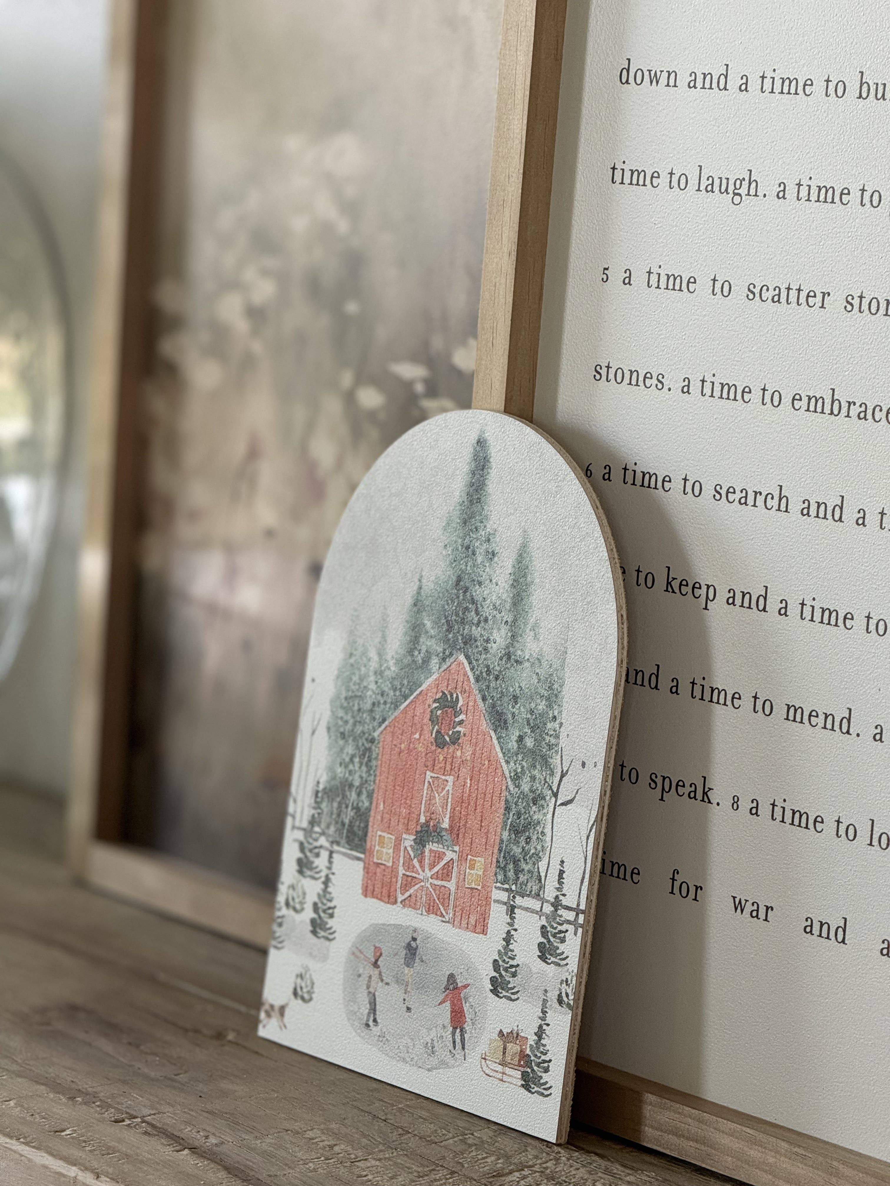 Large Winter Barn Scene, Arch