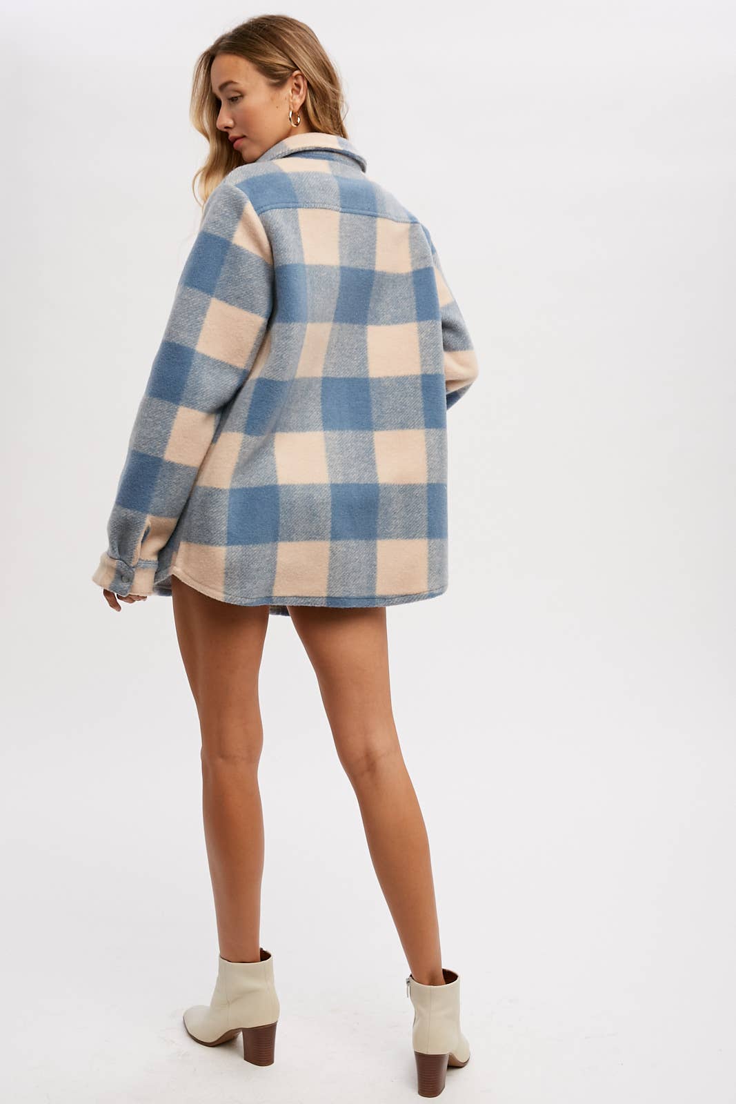 CHECKERED BRUSHED FLANNEL SHACKET- Mauve