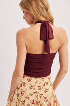 MESH CRISS-CROSS HALTER TOP