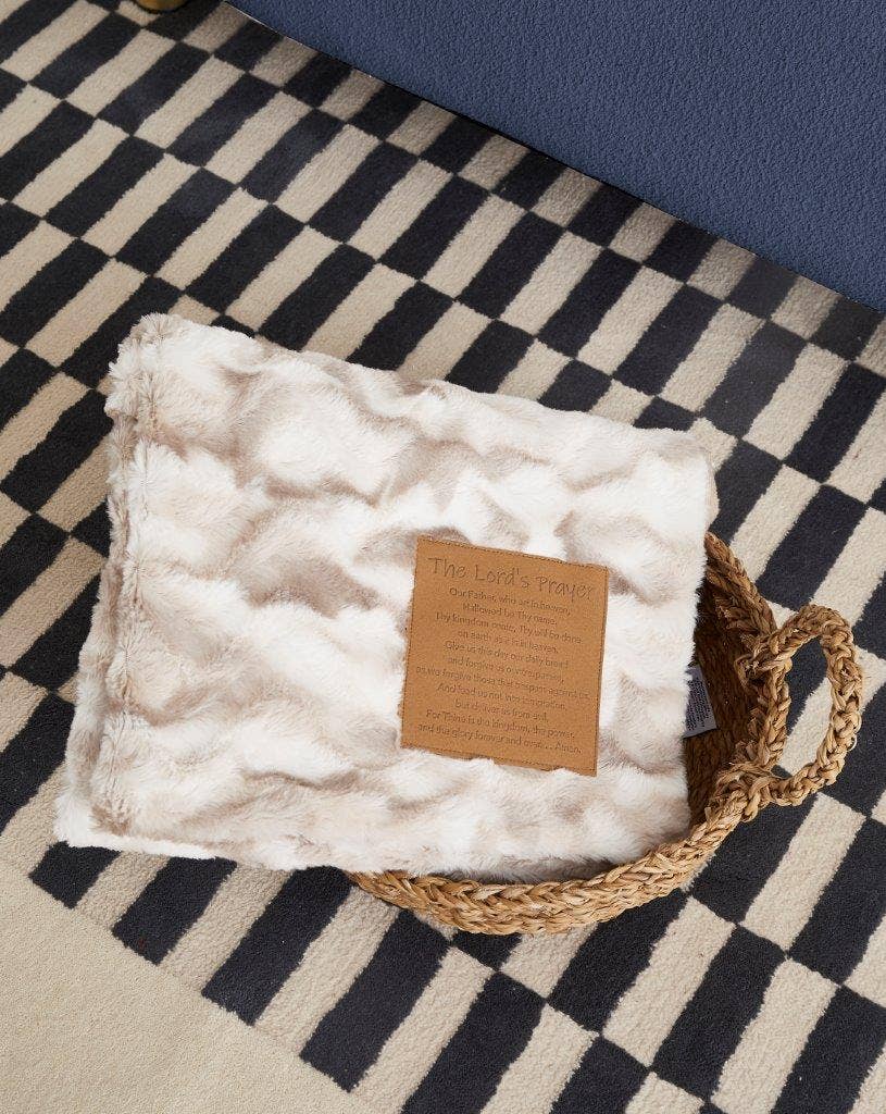 "The Lord's Prayer" 1-Ply Faux Fur Patch Throw 50"x60"