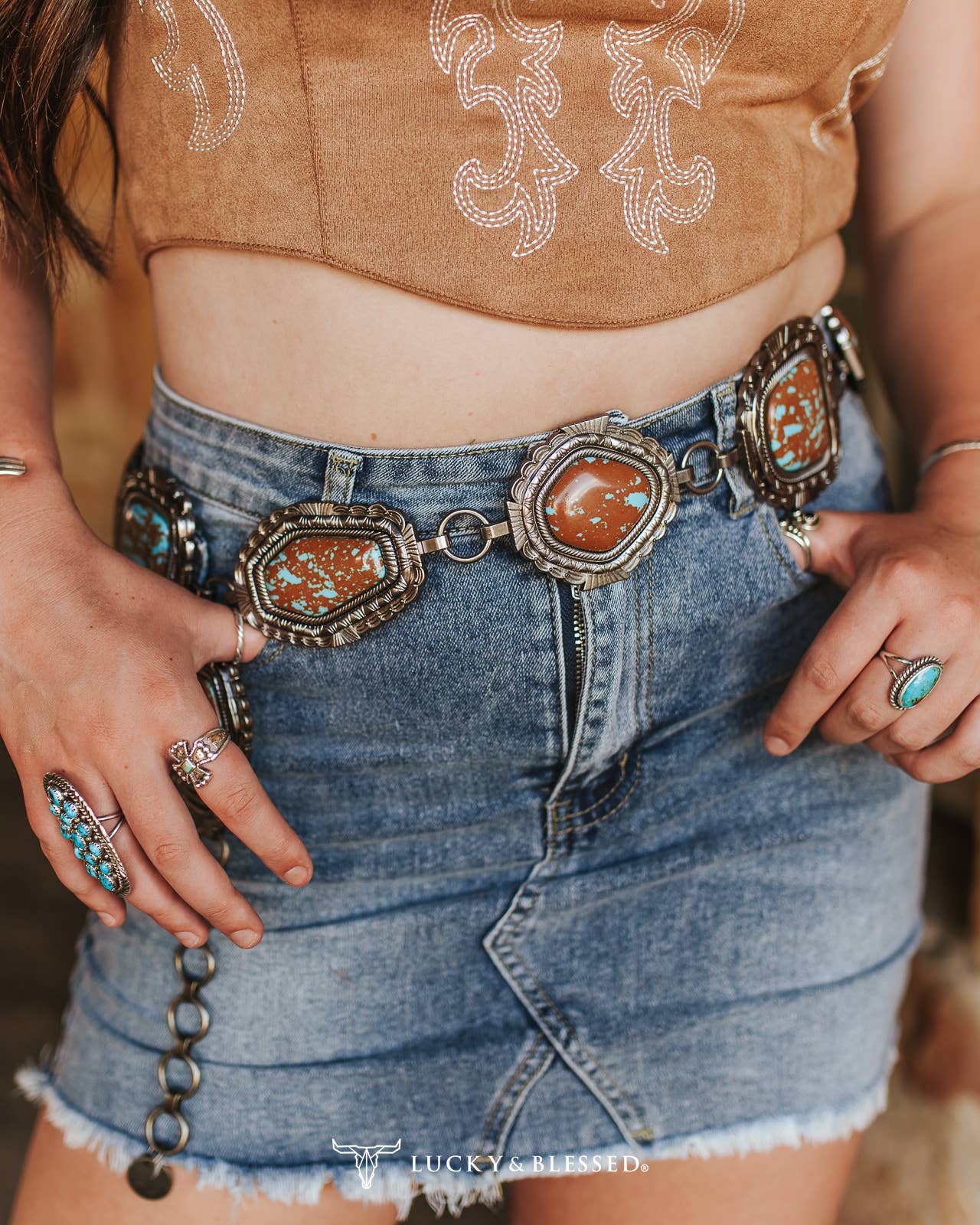 Denim Stretch Denim Skirt Frayed Hem