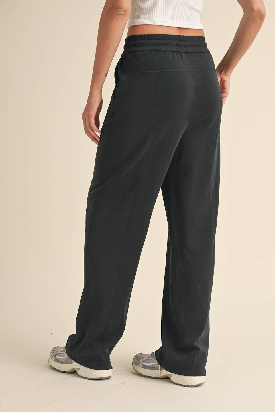 Super Soft Air Scuba Wide Leg Pants: Black