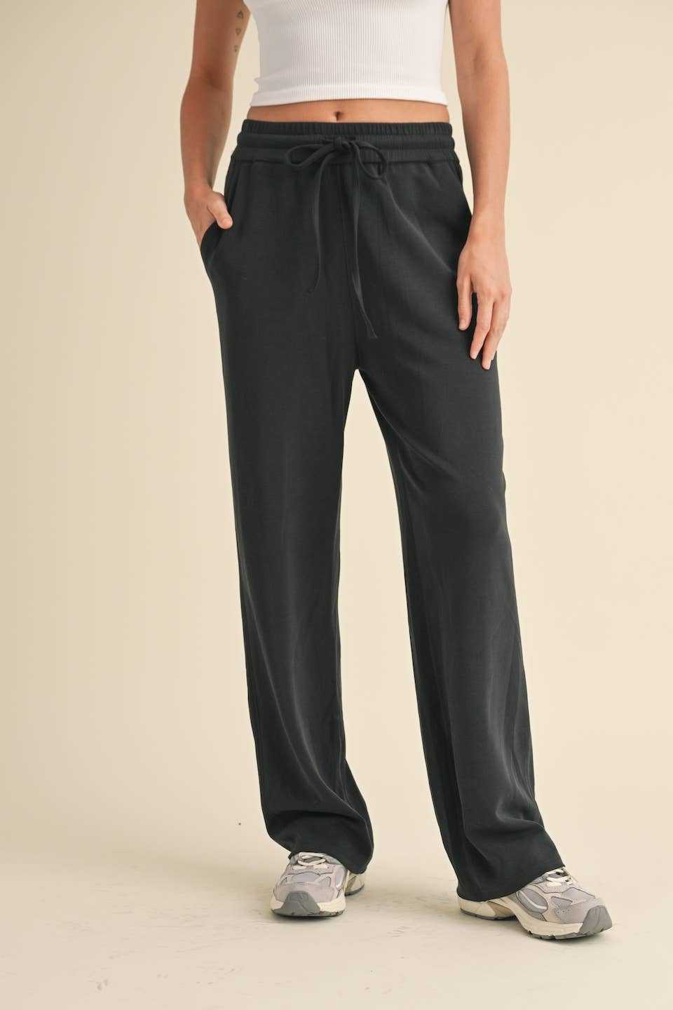 Super Soft Air Scuba Wide Leg Pants: Black