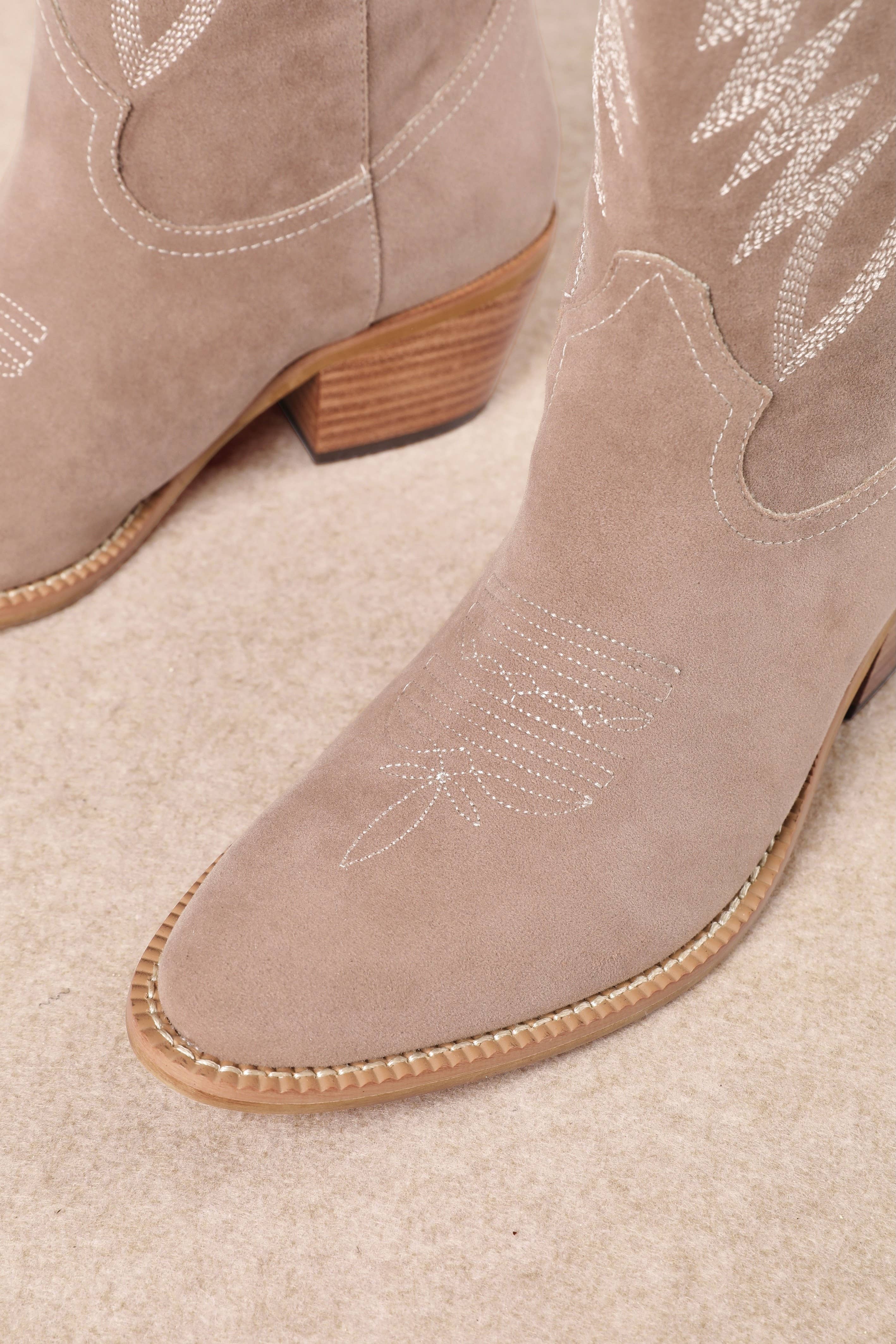 Cream Suede Boots