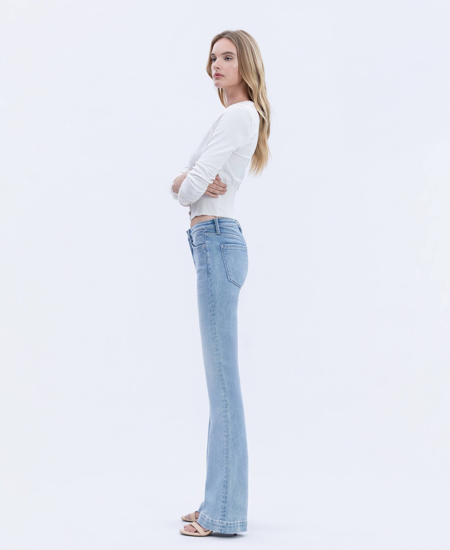 Mid Rise Trouser Hem Bootcut Jeans