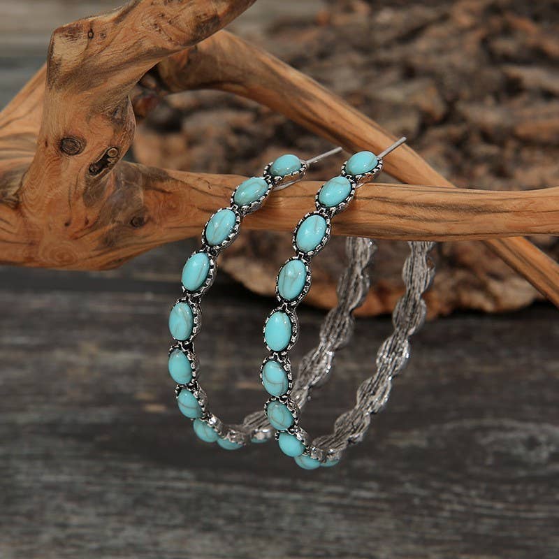WHISKEY BENT TURQUOISE HOOP EARRINGS