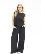 Black Textured Knit Tank Top