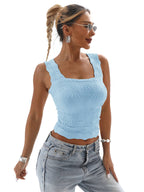 Textured Lucy Tank- Blue