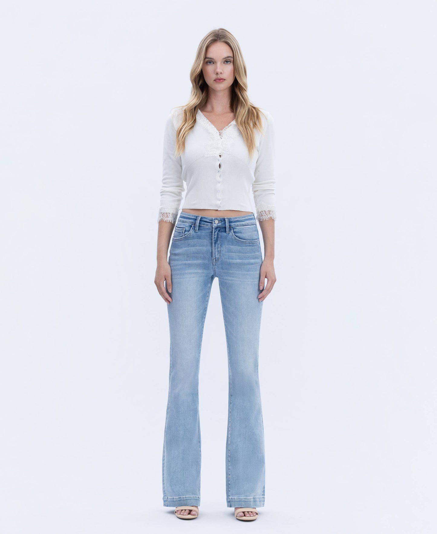 Mid Rise Trouser Hem Bootcut Jeans