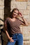 Leopard Mesh Short-Sleeve Top