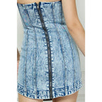 Light Wash Denim Strapless Mini Dress