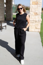Black Textured Knit Tank Top