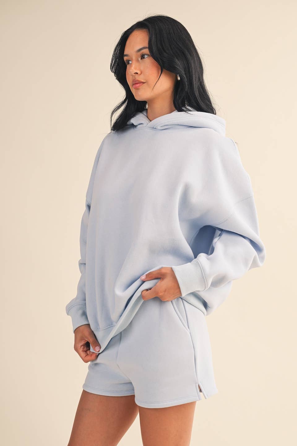 Cozy Fleece Oversized Pullover Hoodie: Blue