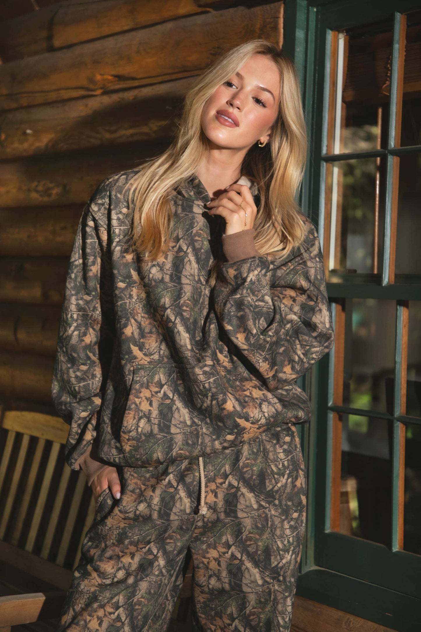 BAYOU Dark Woodland Camo Fleece Classic Hoodie : Dark Camo