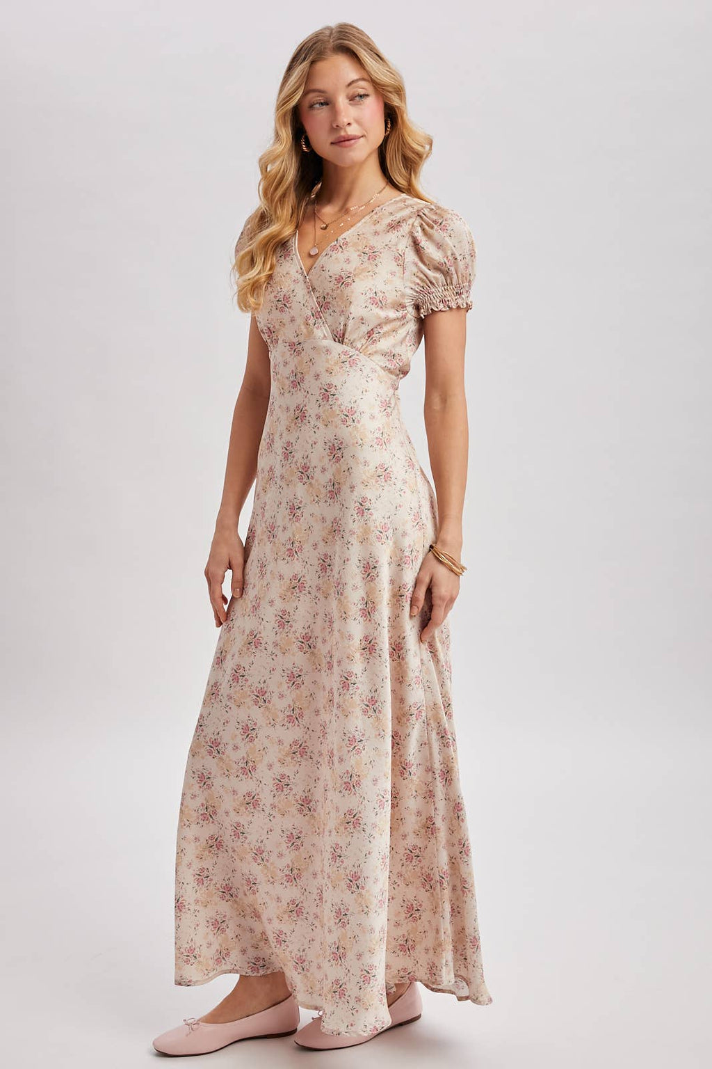 FLORAL V-NECK MAXI DRESS