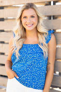 Blue Floral Tank Top