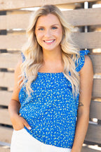 Blue Floral Tank Top