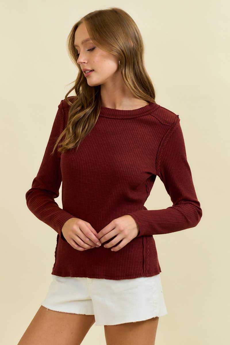 WESTERN RIBBED LONG SLEEVE