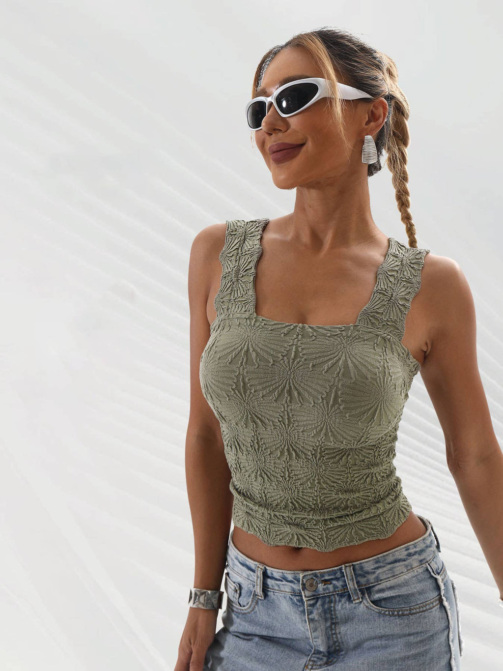 Textured Lucy Tank- Green