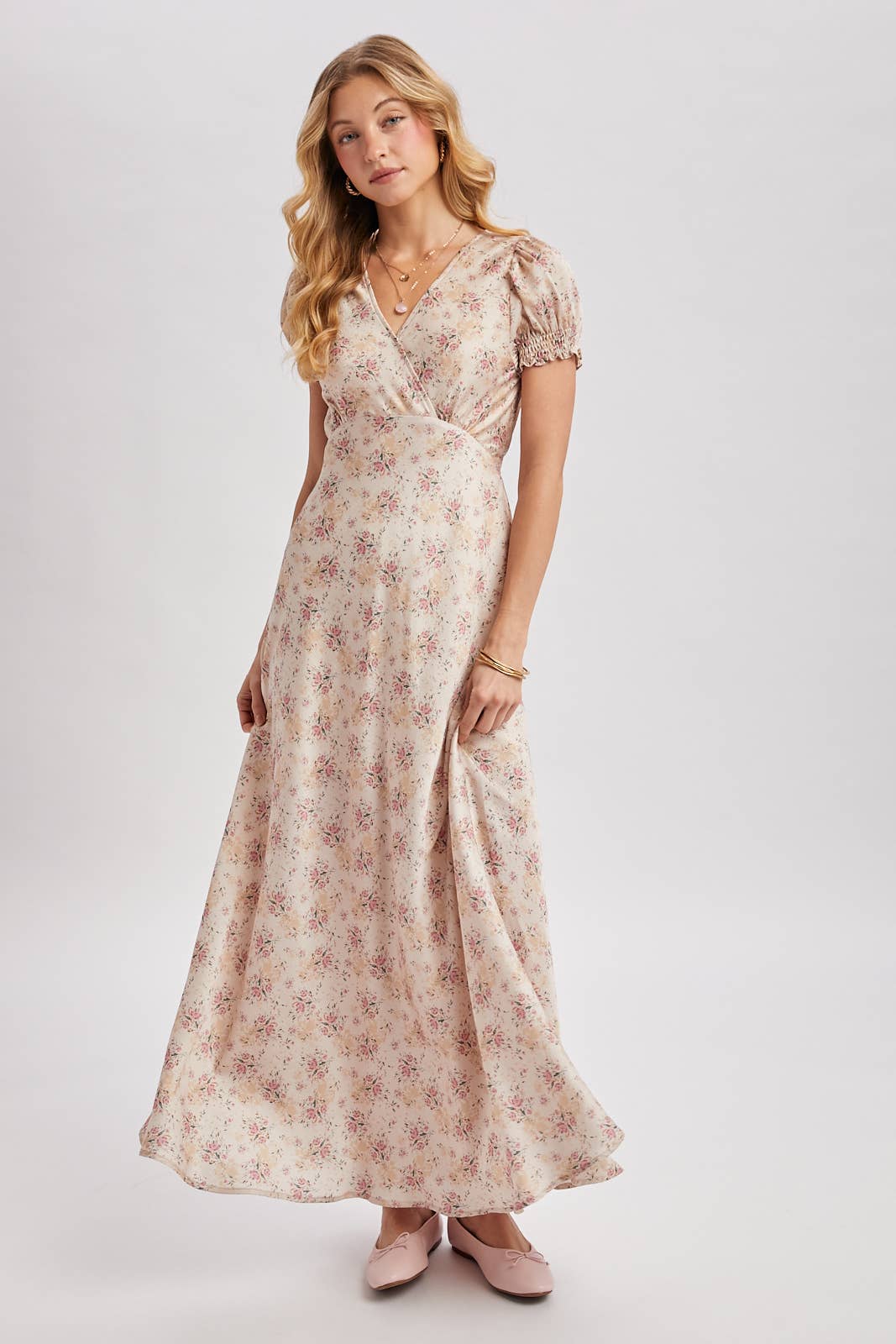 FLORAL V-NECK MAXI DRESS
