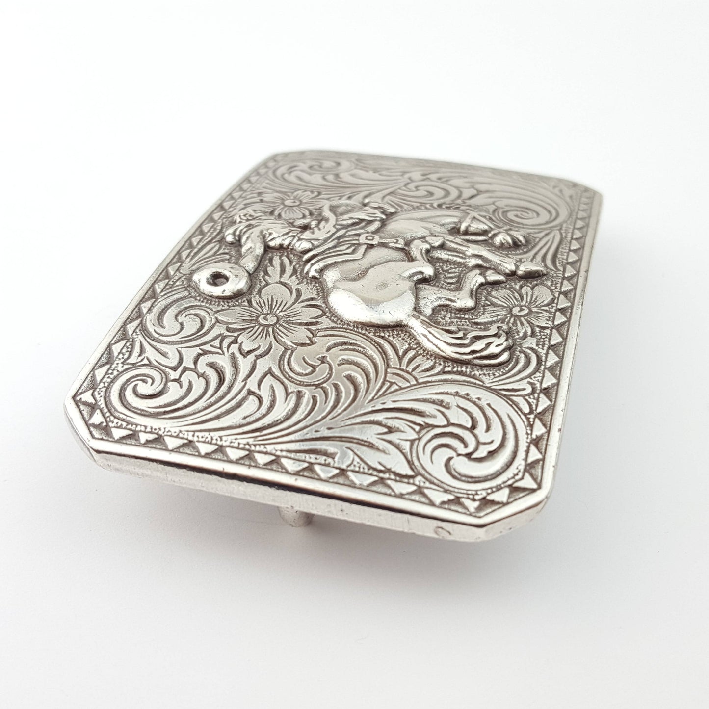 Western Silver Rodeo Belt Buckle