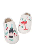 Christmas Champagne & Holly Slippers