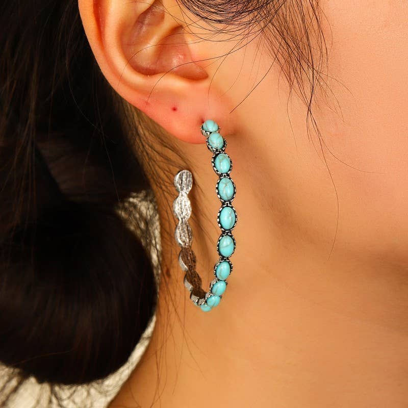 WHISKEY BENT TURQUOISE HOOP EARRINGS