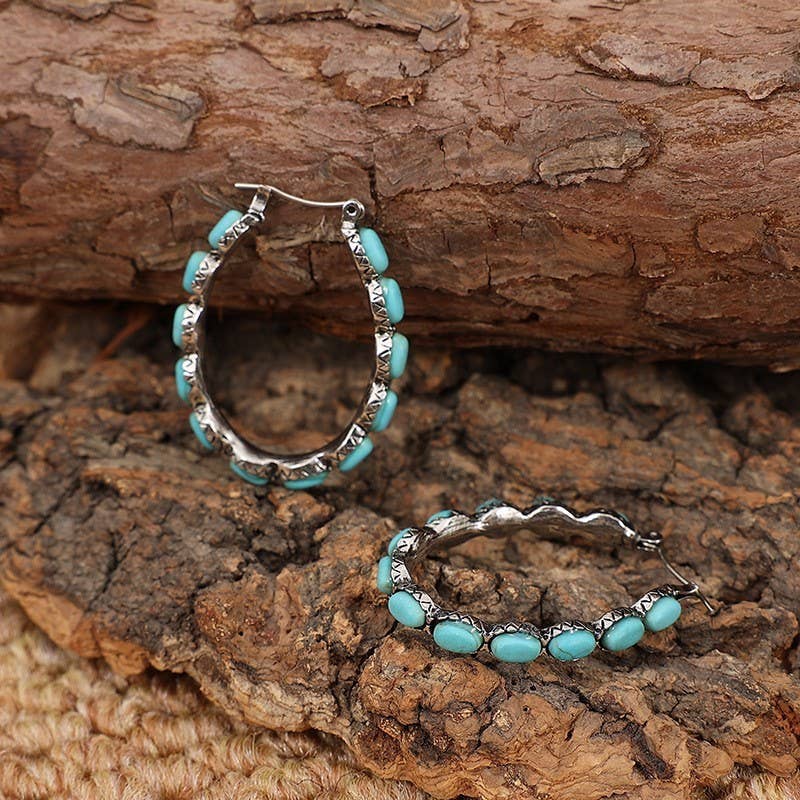WHISKEY BENT TURQUOISE HOOP EARRINGS