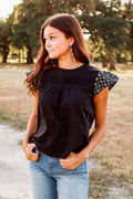 Black Ruffle Top with Floral