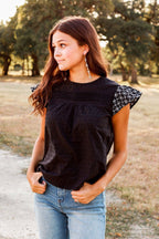 Black Ruffle Top with Floral