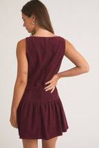 BOAT NECK SLEEVELESS LOW WAIST DRESS