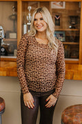 Leopard Mesh Long-Sleeve Top