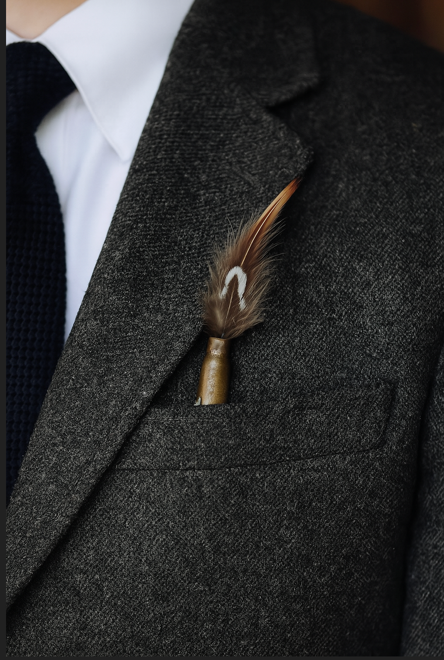 Feather Pin Bullet Casing - Hat Pin, Pocket Pin