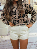 Western Fashion Patterned Loose Sweater- Dark Br/Black