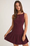 BOAT NECK SLEEVELESS LOW WAIST DRESS
