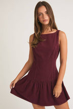 BOAT NECK SLEEVELESS LOW WAIST DRESS