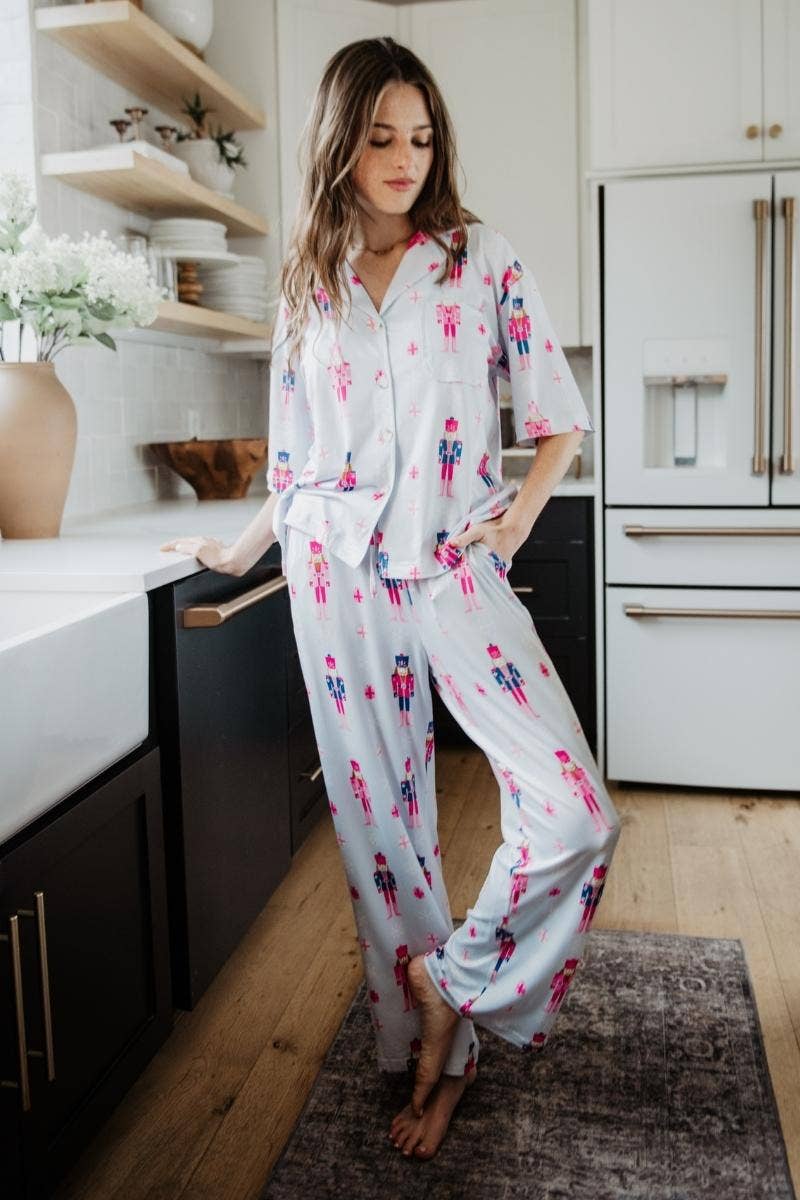 Nutcrackers Christmas Light Blue Lounge Pants Set