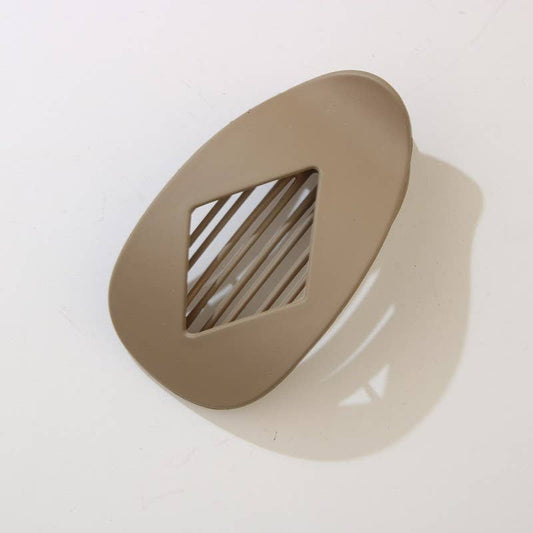 Jumbo Lay Flat Oval Hair Claw Clips-TAN