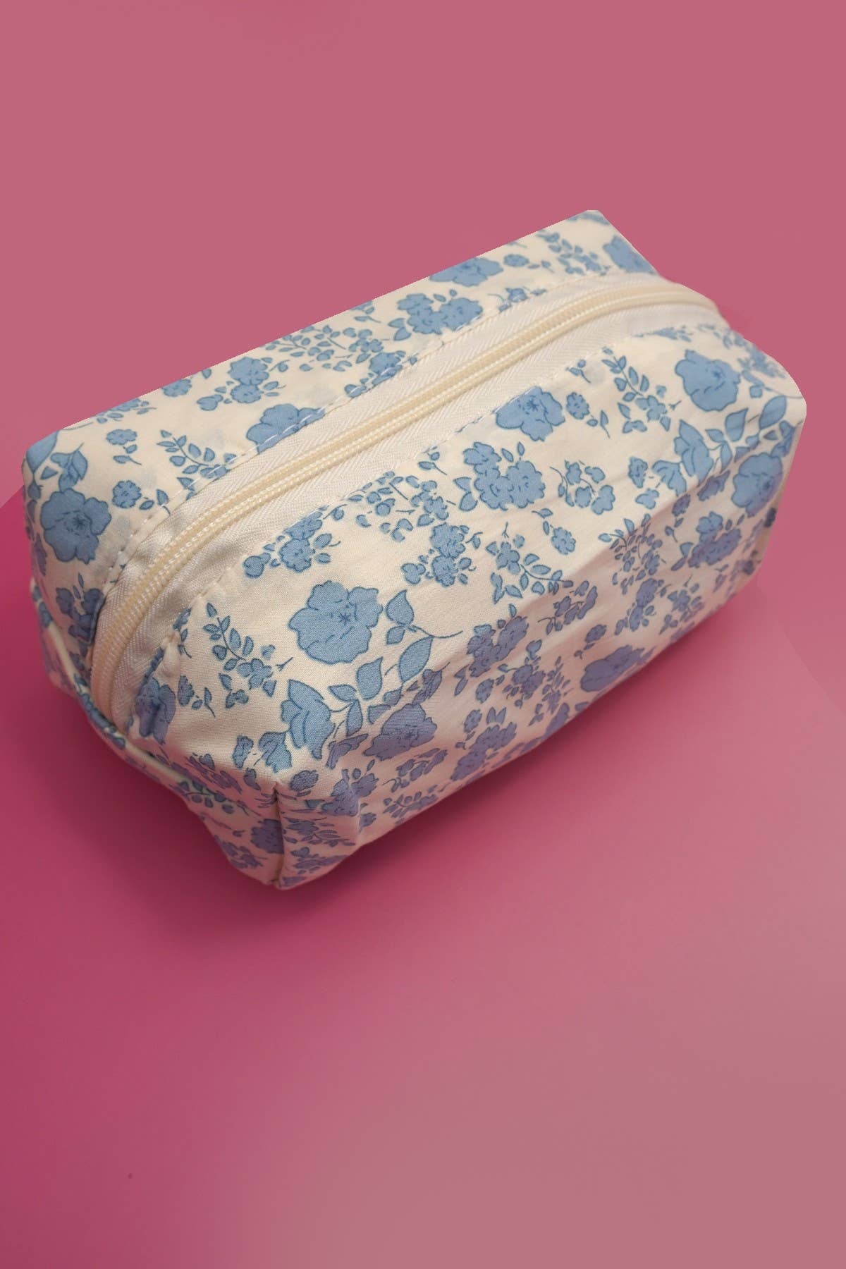 Blue Floral Makeup Pouch